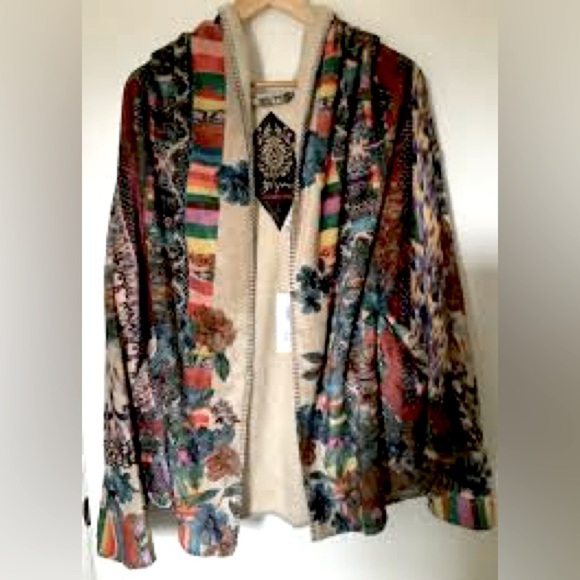 NWT Johnny Was Sherpa Hoodie Jacket Very Unique and Colorful Size XLarge - Picture 11 of 16